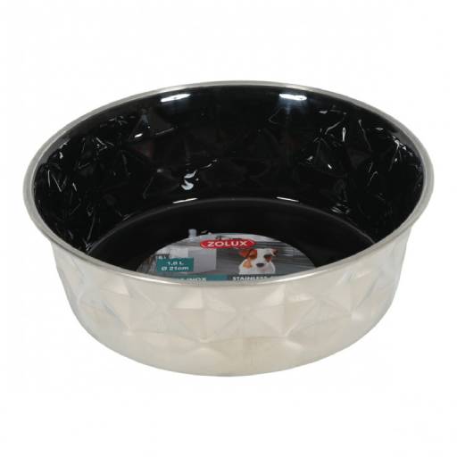 Diamonds Stainless Non-Slip Dog Bowls - Black 1.8L - Ekat